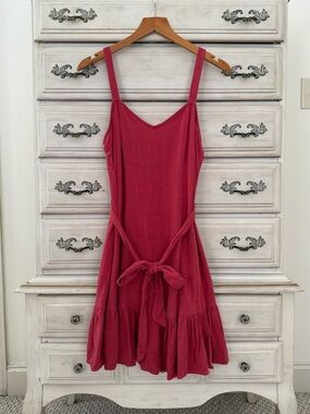 Vici Red Linen Boho Dress